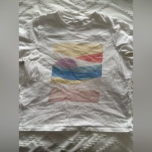 Simons White Tee with Colorful Abstract Design